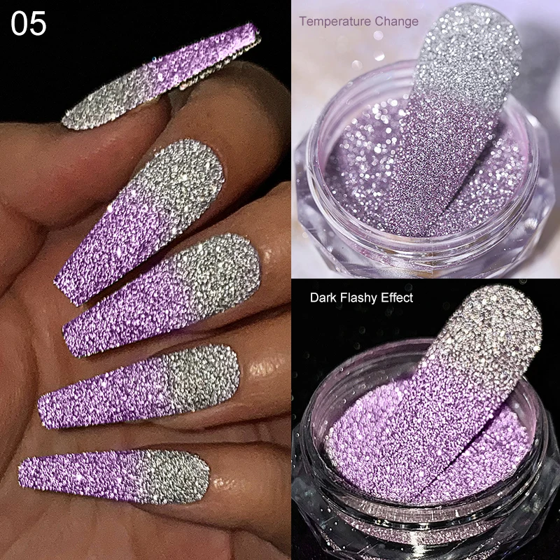 Reflective Flash Glitter Powder Temperature Color-Change Holographic Nail Powder UV Gel Polish Chrome Pigment Dust 1-JAR nail powder,nail pigment,nail glitter,nail decoration,nail decorations