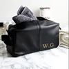 Toiletry Wash Bag Personalised With Gold Monogram Lnitials Black Leather Look For Him Groomsmen Mens Dad Bestman Father Gift 3