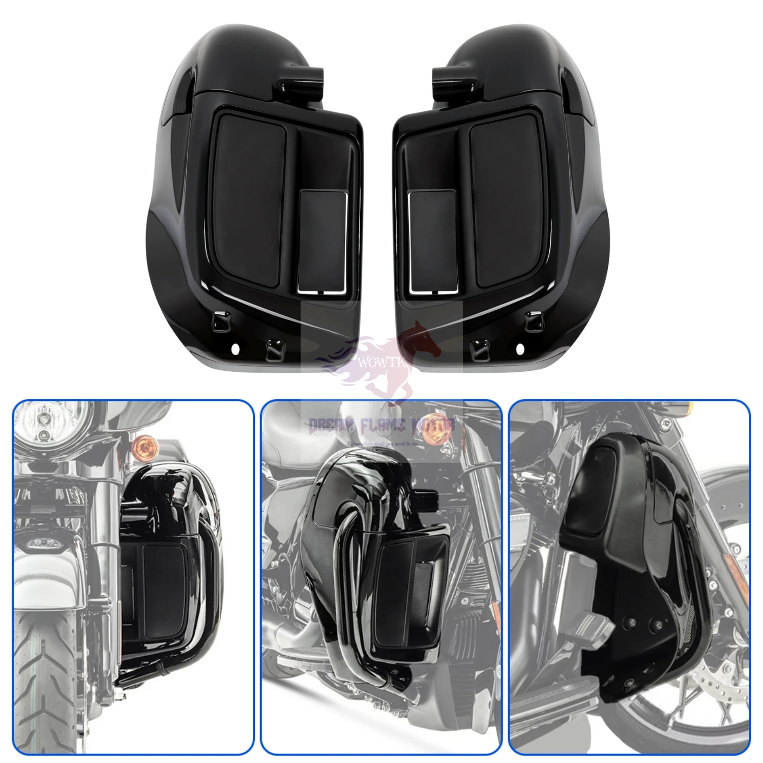 ABS Lower Vented Leg Fairings Motorcycles Glove Box For Harley Touring CVO Road King Electra Glide Street Glide FLRT 83-13 14-UP