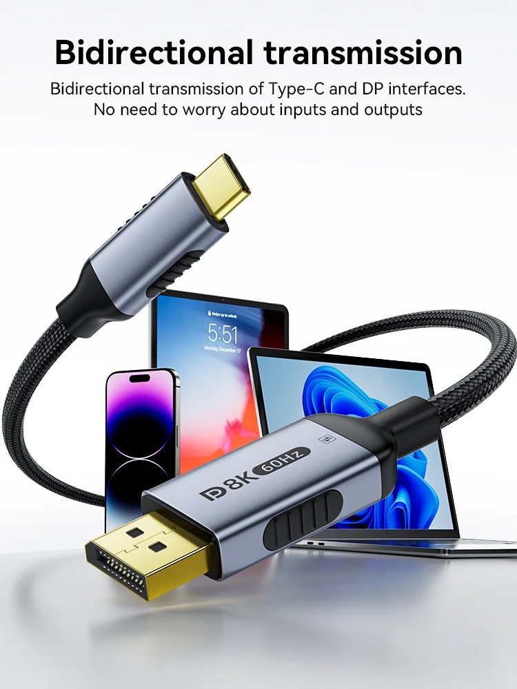 Ultra HD Dynamic HDR Type-C to DisplayPort Cable