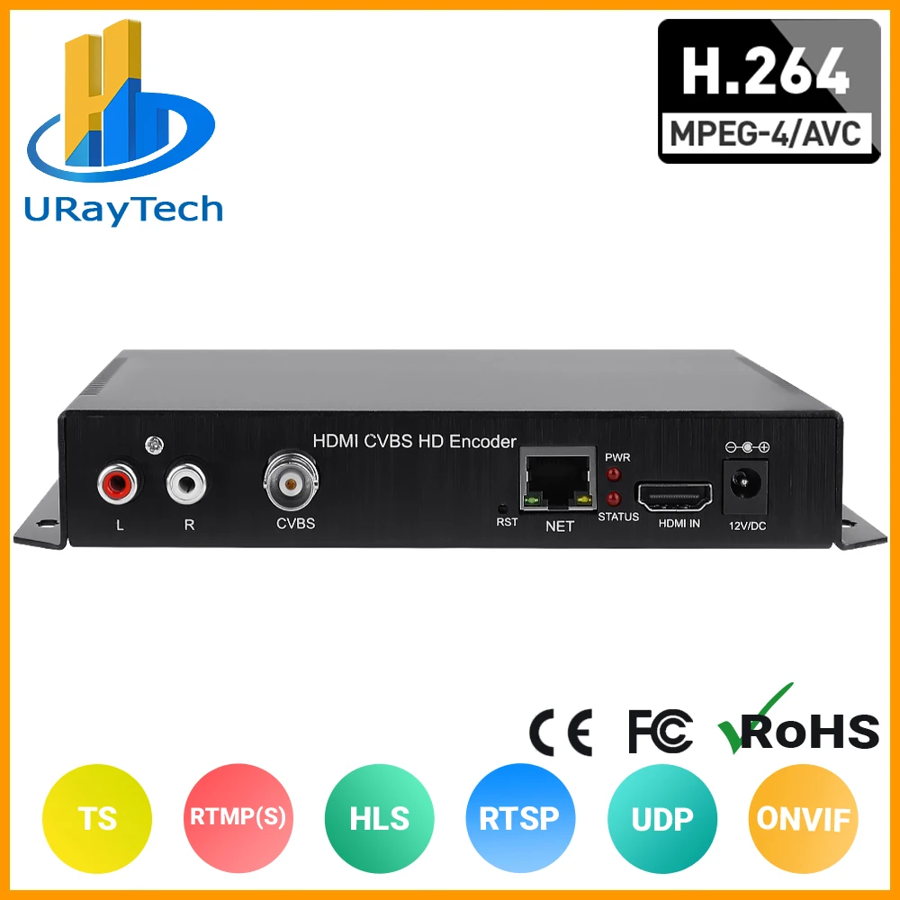 

MPEG4 HD Digital HDMI + SD Analog CVBS RCA BNC Video Audio Encoder H.264 IPTV for Live Streaming Broadcast RTMP