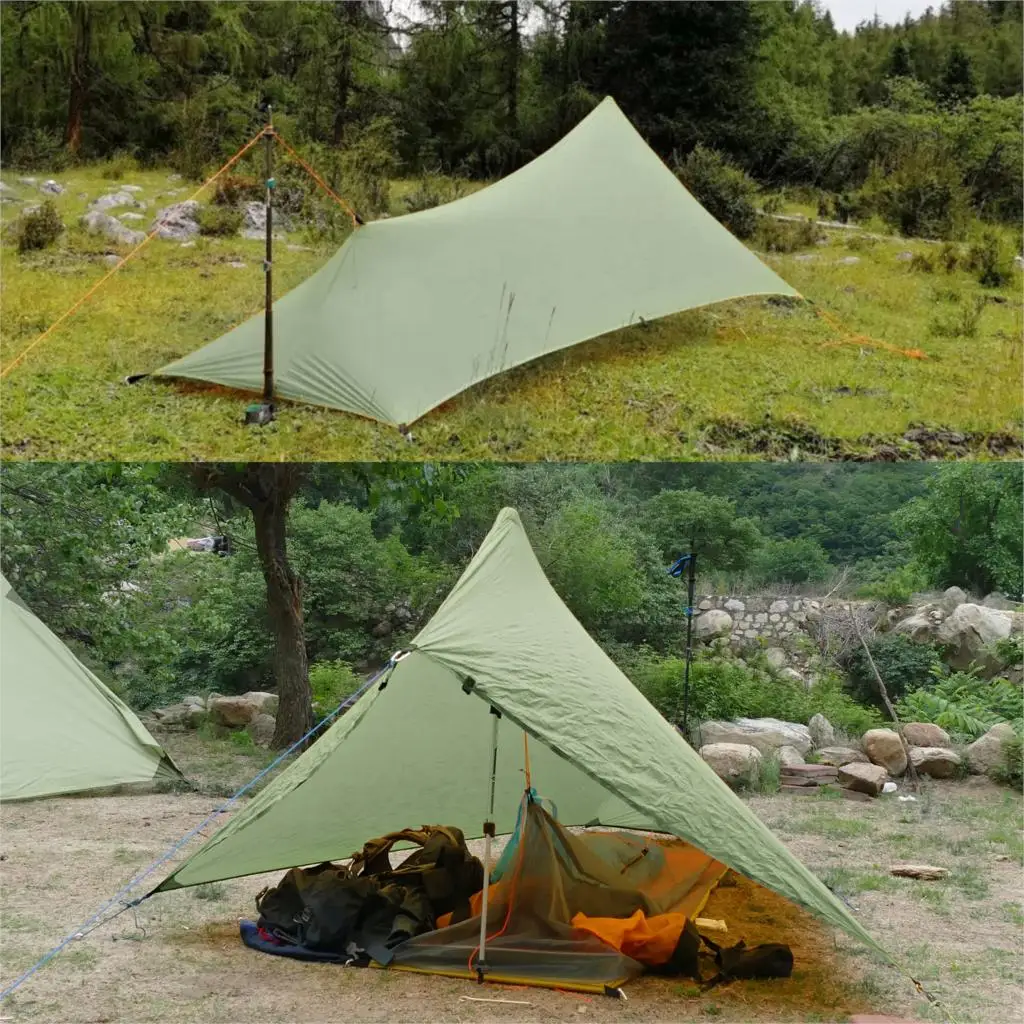 Ultraleve 310g flysheet tenda impermeável 20d dupla face silicone revestimento de acampamento de náilon abrigo dossel ly ly leve lona