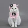 Quality Pet Hat Weaving Small Fragrant Flower Bud Hat Bow Lace Bib Pet Cat Dog Accessories Camellia Set Party Dressing Supplies