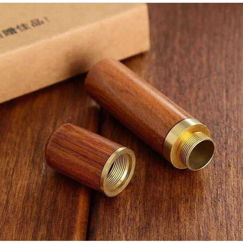 Wooden Toothpick Holder Pearwood Wood Capsule Bucket Box Hiking Portable Toothpick Needle Holder Handmade Ebony Storage Box 4