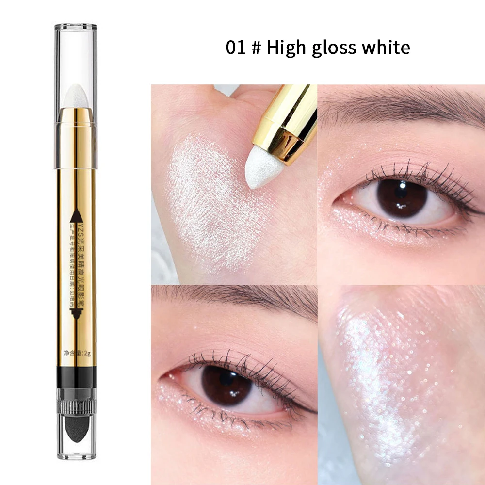 Eye Shadow Eyeshadow Stick Eye Shadow Stick-Pearlescent Highlighter Eyeshadow Pencil 2in1 Long Lasting Glitter Shimmer Waterproof