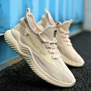 2025 Men's Woven Shoes New Fashion Spring and Autumn Leisure Walking and Running Breathable Flat Bottom Gym Sports Men Sneakers 1