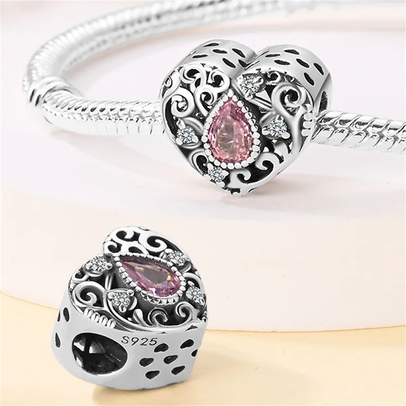 Silver charms beads 925 silver plated vintage lotus angel tree of life fit S925 original bracelet DIY birthday jewelry