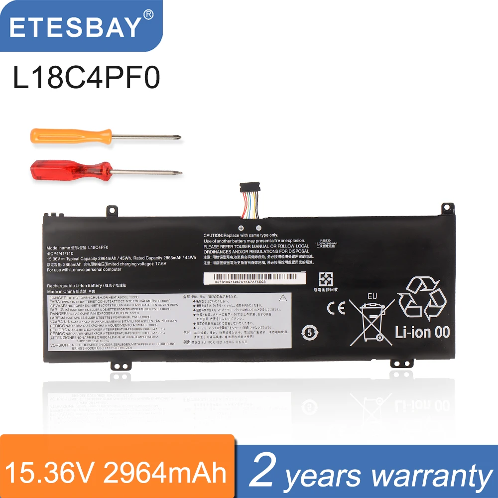 Etesbay L18c4pf0 Bateria do Portátil para Lenovo Thinkbook 13s-iml 13s-iwl 14s-iml 14s-iwl 20rr 20rs 20r9 20rm Series 2964mah 45wh