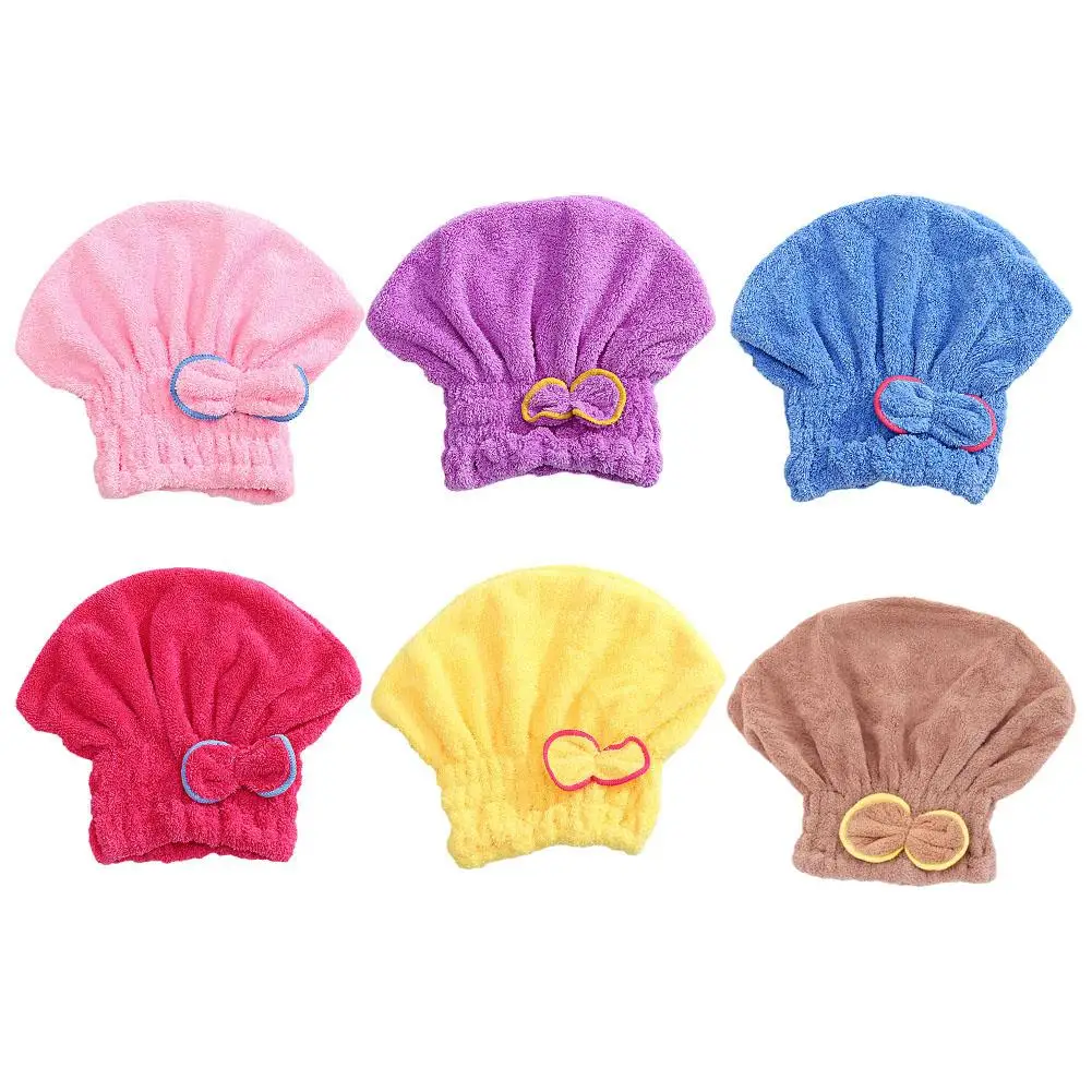 Bow Hair Dryer Cap Microfiber Cute Shower Cap Pack Hair Absorbent Dryer