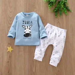 Newborn Infant Baby Boys Clothes Set Cotton Animal Print Long Sleeve Tops And Casual Pant Toddler Clothing Outfits Suit