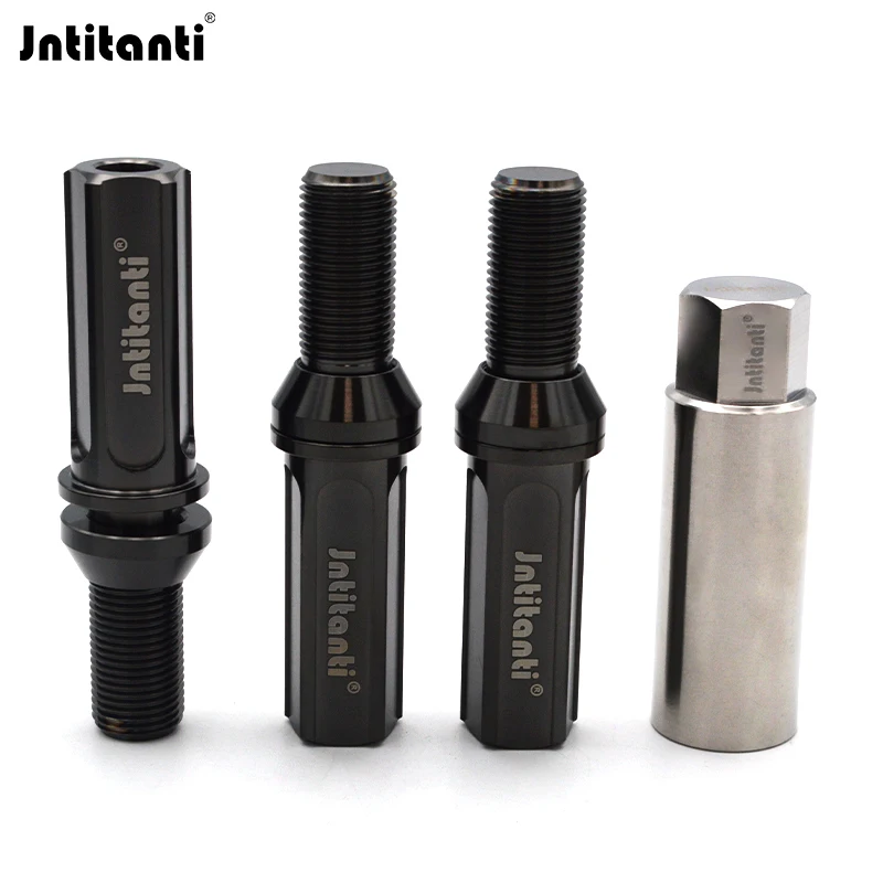 

Jntitanti Anti-theft Gr.5 titanium Long head floating washer cone seat wheel rim bolts with 1 key M14X1.25 andM12*1.5 for BMW