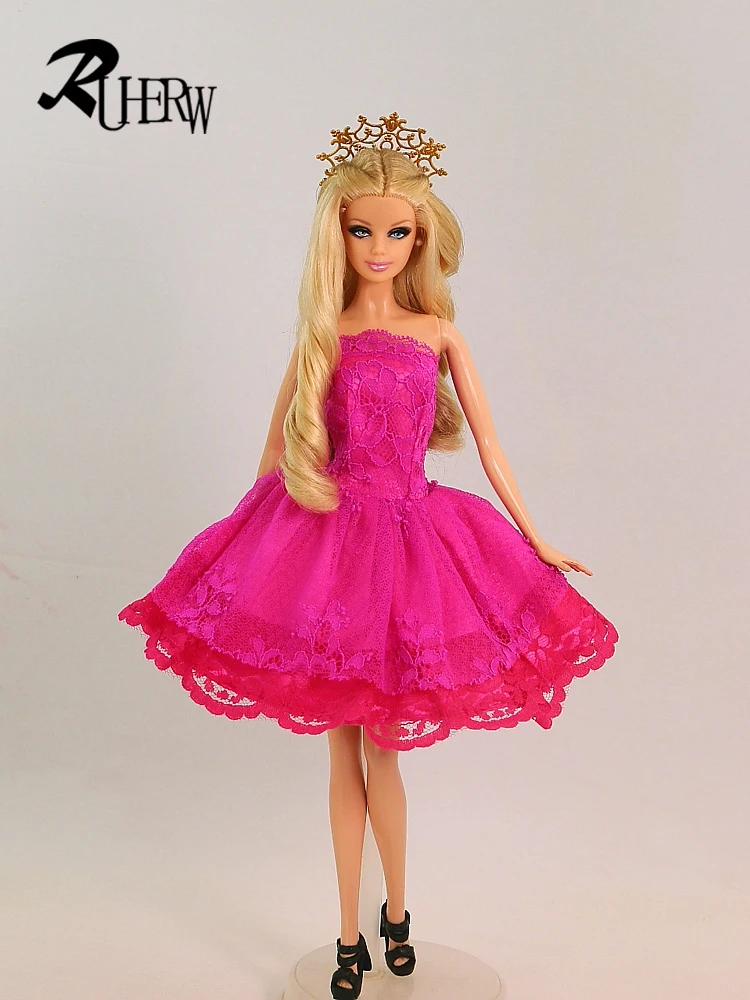 Inverno quente mini elegante pijamas vestido rosa roupas para barbie boneca  roupas camisola para 1/6 bonecas bjd casa presente da menina - AliExpress