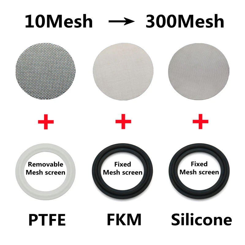 304 Filtro Schermo Tri Clamp Guarnizione Guarnizione Striscia Di Tenuta 10 20 40 60 100 150 300Mesh 1.5 "2" 2.5 "3" 4 "Fkm Ptfe Silicone Sanitary Home