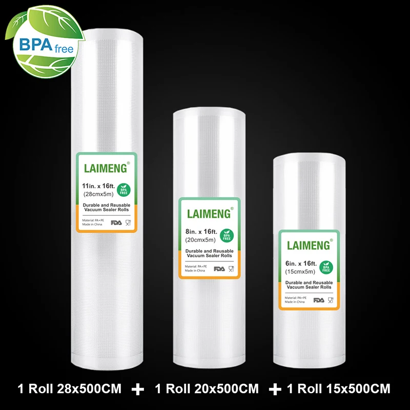 LAIMENG 3 Vacuum Packaging Rolls Vacuum Sealer Bags Storage Bags Food Bag for Vacuum Food Packing Machine Sous Vide Rolls R133