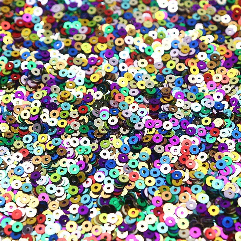 Sequins for crafts 10g solid color flat round Pvc clothing shoes accessories DIY hand-embroidered 3mm 4mm 5mm 6mm