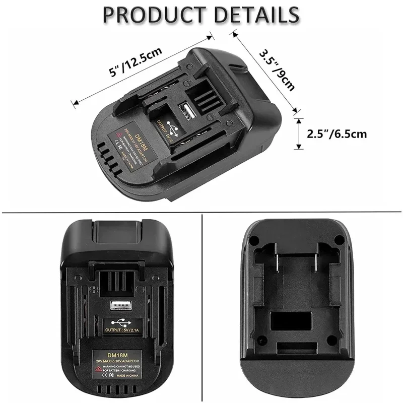 Electric Power Tool Adapter Converter DM18M Battery Adapter for Dewalt DCB200 DCB205 20V Lithium to for Makita BL1830