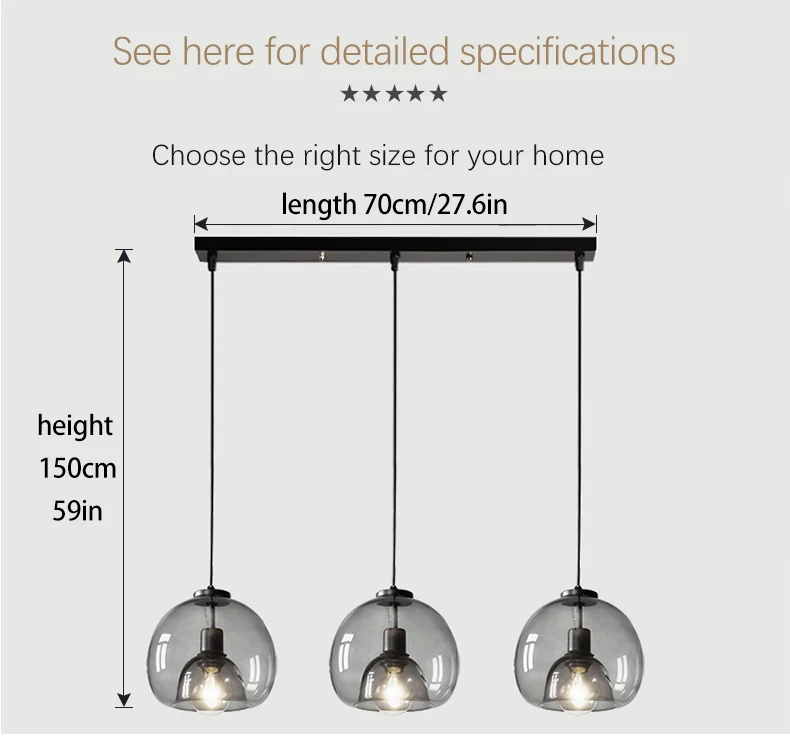 dome pendant light Nordic LED Smoke Gray Glass Ceiling Chandelier For Living Room Pendant Light Kitchen Dining Room Study Room Decorative Lamps pendant lights over island