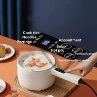 Marmite Électrique 1,6 L, Poêle Antiadhésive Multifonctionnelle pour la Maison, Cuiseur à Riz, Mijoteuse Électrique à Faible Consommation pour Dortoir, Cuiseur Vapeur Électrique 600W 5