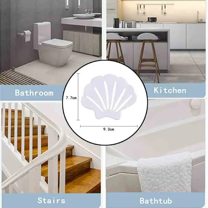 

20pcs/set Durable Anti Slip Tape Strip Shell Shape Bathing Floor Sticker Rubber Bathroom Bathtub Non-slip Bath Mats Scraper Gift