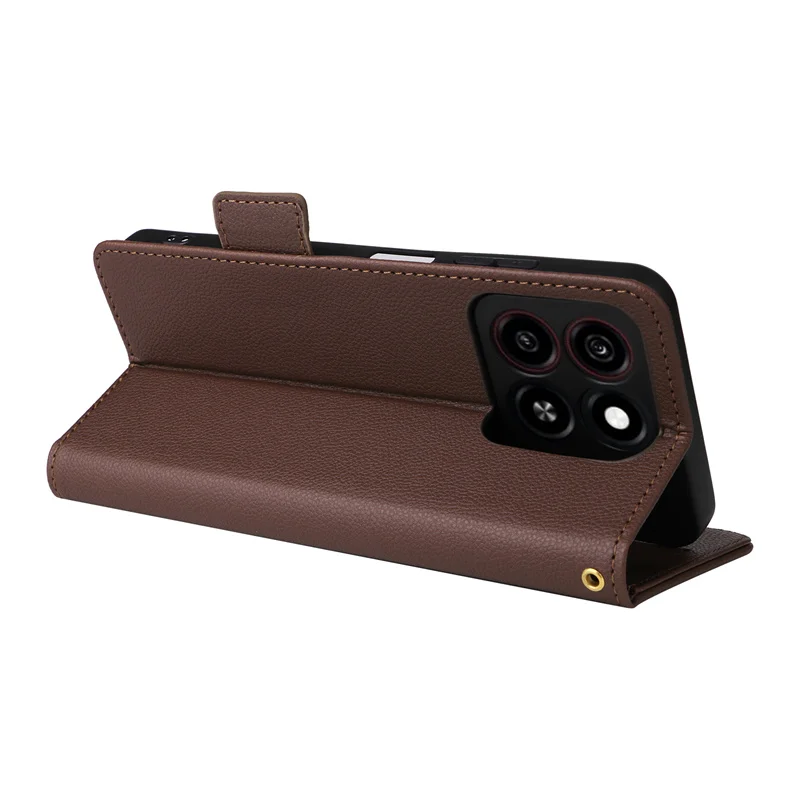 Custodia Portafoglio In Pelle PU Con Finitura Scamosciata Per ZTE Blade A5 2020, Flip Cover Magnetica Con Slot Porta Carte, Marrone
