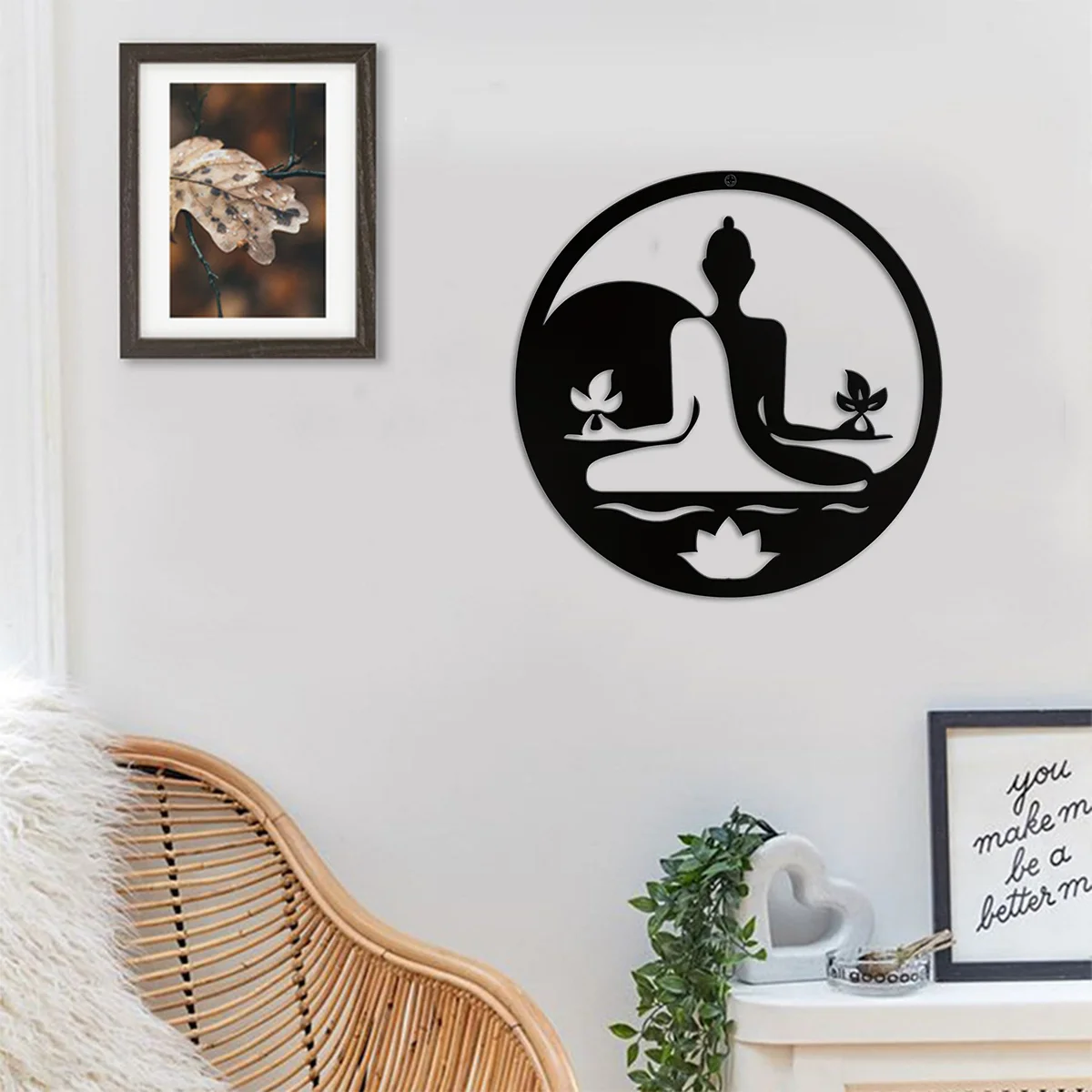 

Iron Buddha Wall Art for Meditation and Spirituality Living Room Bedroom Yoga Studio, Office Decor Home Decor Metal Wall Hanging