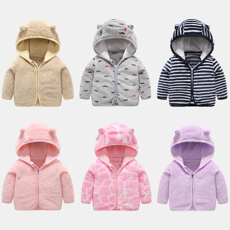 0-6Y Baby Girl Coat Clothes Thicken Velvet Hooded Loose Boy Jacket Children Clothing Warm Kid Coat Toddler Outerwear Infant A714