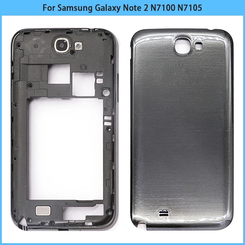 Nuova Custodia Completa N7100 Per Samsung Galaxy Note 2 N7100 N7105 Coperchio Della Batteria Coperchio Posteriore Della Porta Cornice Centrale Sostitu
