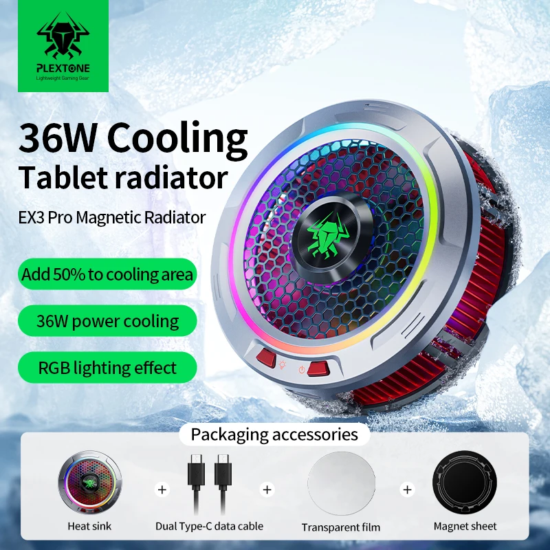 PLEXTONE EX3Pro tablet phone heat sink semiconductor cooling back clip magnetic suction silent live streaming game phone cooler mobile radiator game fan