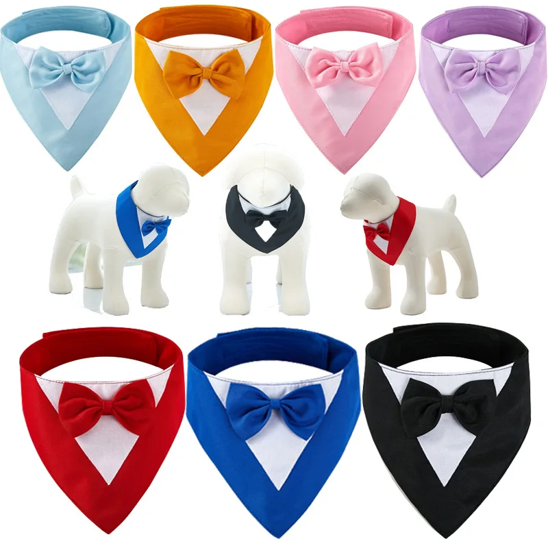 

Dog Collar Bow Tie Dog Triangle Scarf Pet Wedding Decoration Accessories Adjustable Gentleman Formal Drool Towel Pet Collar