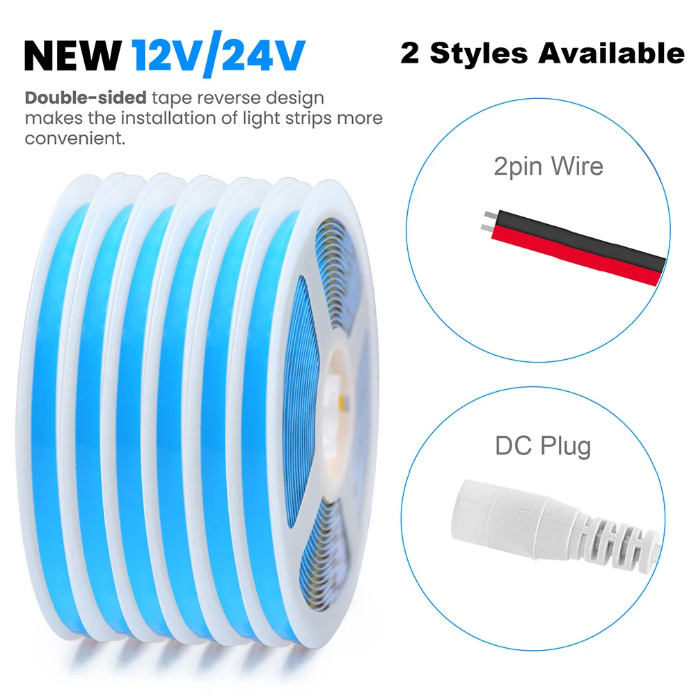 DC 12V 24V COB LED Strip Light 320 480 528 LEDs Flexible S7875ab88588c401d84f70a5285ab6e34b