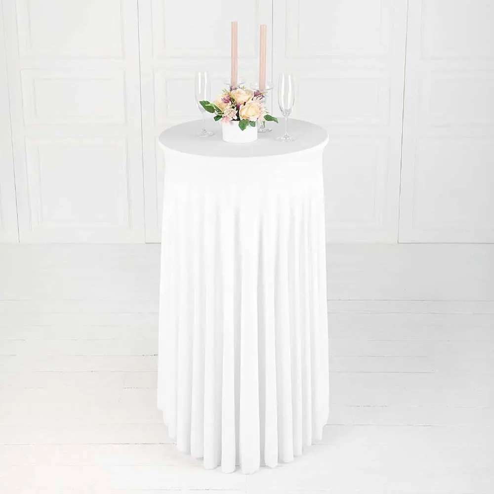 

Wedding Table Cover Spandex Cocktail White Table Cloth Lycra High Bar Table Linen Banquet Hotel Party Wedding Decoration