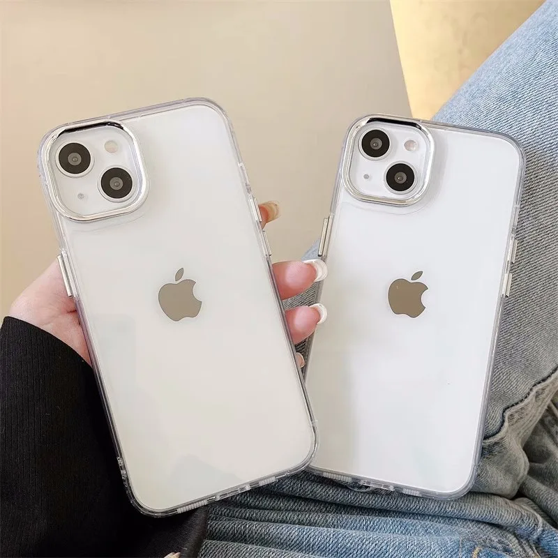 Luxury Electroplated Lens Frame Phone Case - Shockproof HD Clear Back Cover