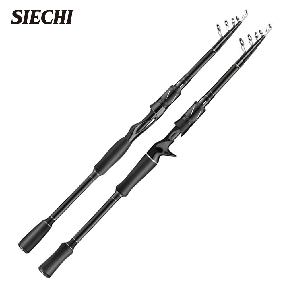 Canne pêche télescopique SIECHI fibre carbone 1.8m-2.7m super rigide pour carpe et leurres