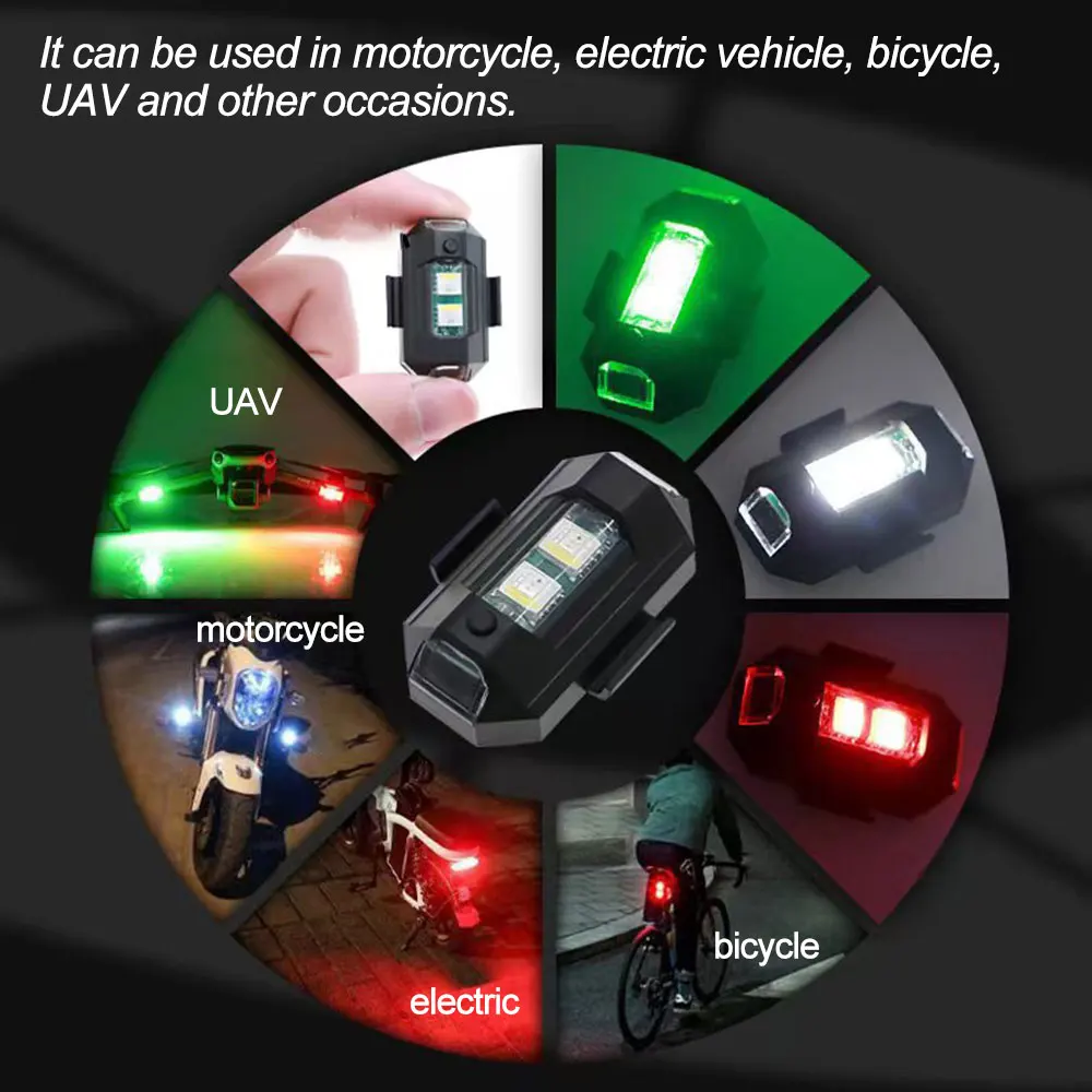 4/7 spalvų bepiločio blykstės lemputė USB LED priešpriešinio susidūrimo dviračio uodega / lėktuvo modelio naktinis skrydis mini signalas, mirksintis įspėjamoji lemputė_voghion.com