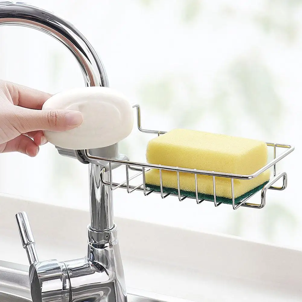 

Stainless Steel Sink Drain Rack Sponge Storage Faucet Soap Accessories Organizer Kitchen Holder Towel Drainer Rack Shelf S8A5