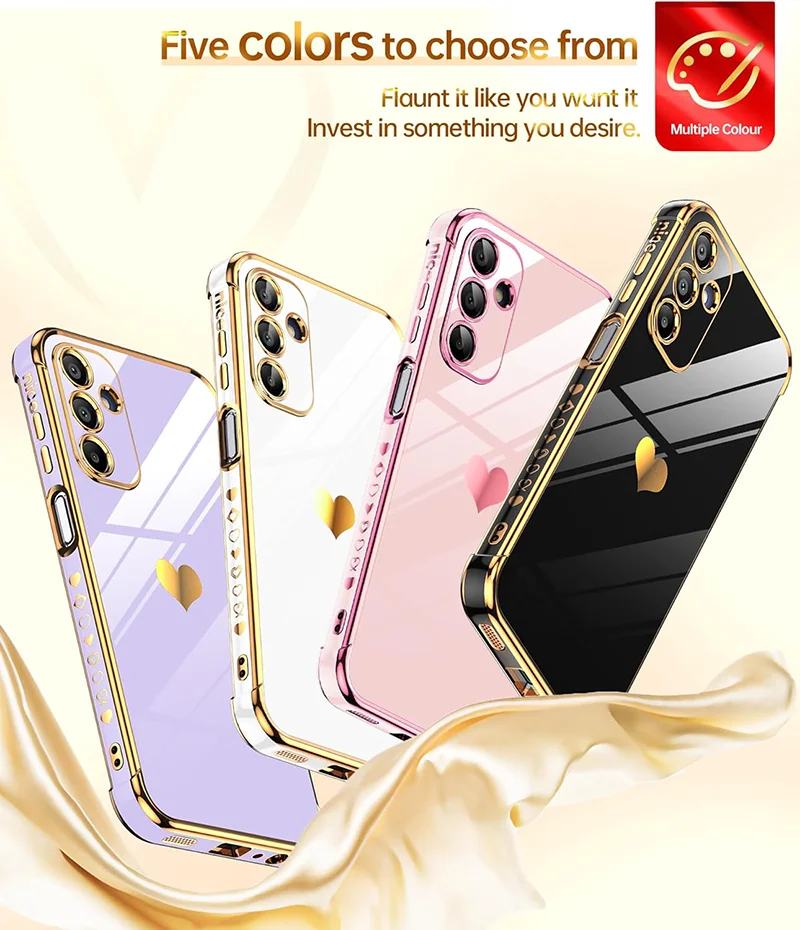 Love Heart Side Pattern Plating Phone Case
