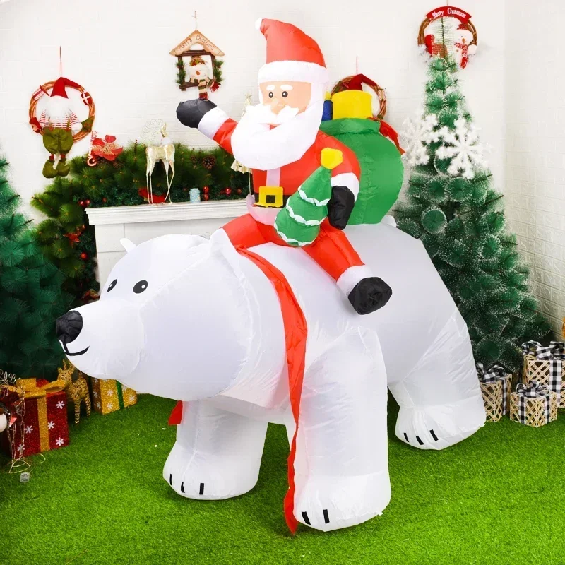 Inflatable Santa Claus Riding Polar Bear 2M Christmas Inflatable Toy Doll Indoor Outdoor Garden Ornament Xmas Decoration 4
