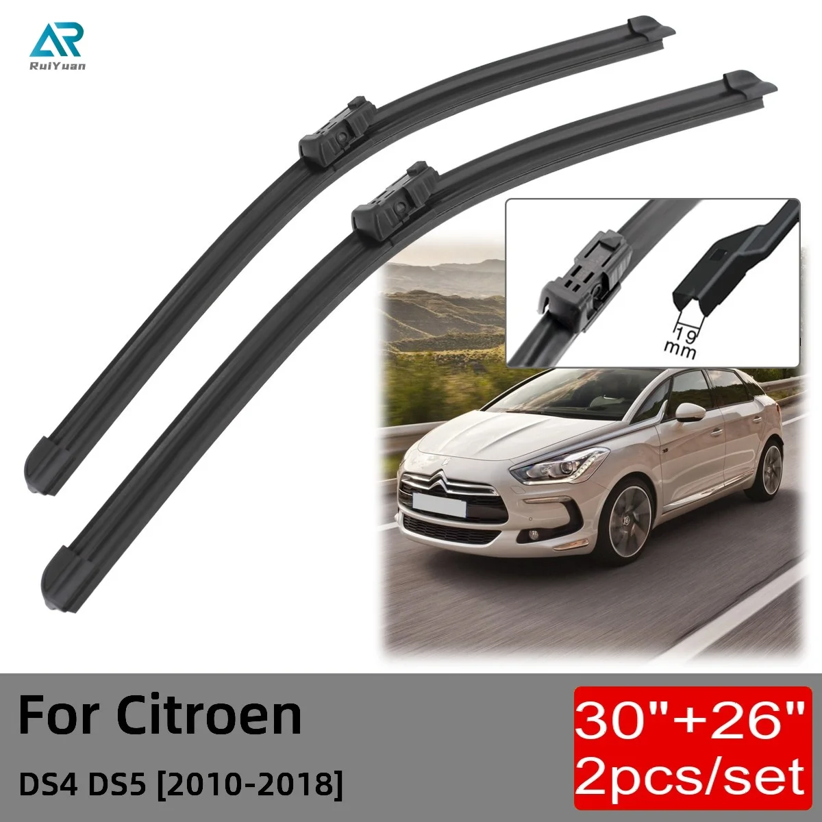 

For Citroen DS4 DS5 2010 2011 2012 2013 2014 2015 2016 2017 2018 Front Wiper Blades Brushes Cutter Accessories