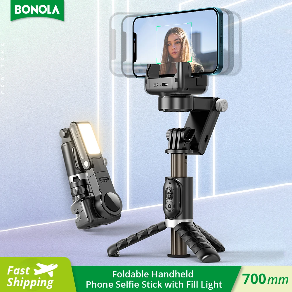 Bonola Wireless Bluetooth Handheld Selfie Stick faltbar mit Licht für  iOS/Android Handy tragbare Selfie Gimbal Stativ - AliExpress