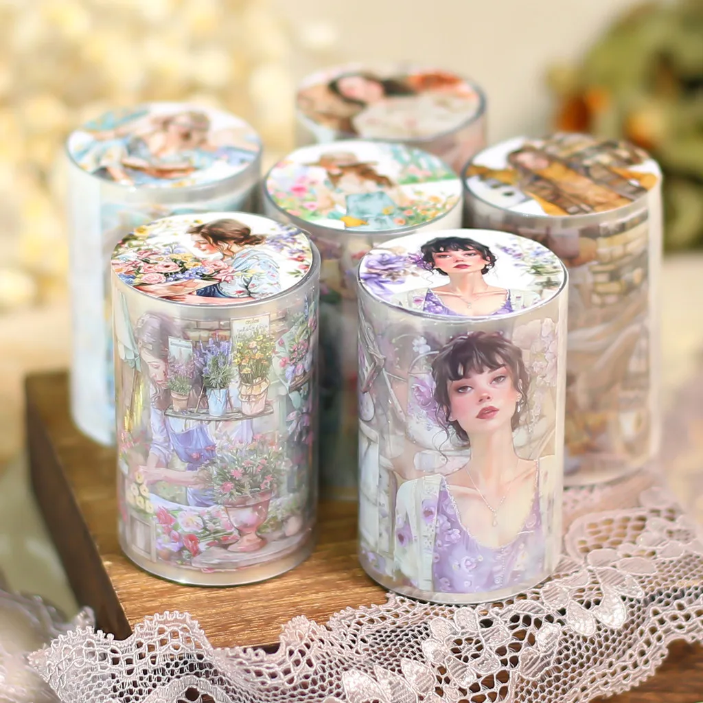 Adhesive Tape Stickers Scrapbooking Supplies 60mm*2m Creativity Scrapbooking Girls Tape Sticker Character Tape Decorative Collage Junk Journal DIY Scrapbooking Stationery