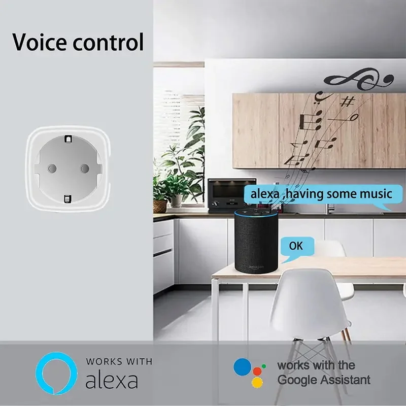 Soquete Inteligente Tuya com Monitor de Energia Aplicativo Inteligente Controle de Voz Temporização Wifi ue 16a Suporte Alexa Google Home - Image 3