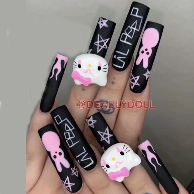 Hello Kitty Nails 🌸 asmr / easy nail art / nail extensions - YouTube