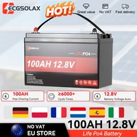 Batterie ECGSOLAX 12.8V 100AH LiFePo4, pack lithium 100AH avec BMS 100A pour onduleur de camping-car, batterie solaire au phosphate de fer et de lithium, sans taxes 7