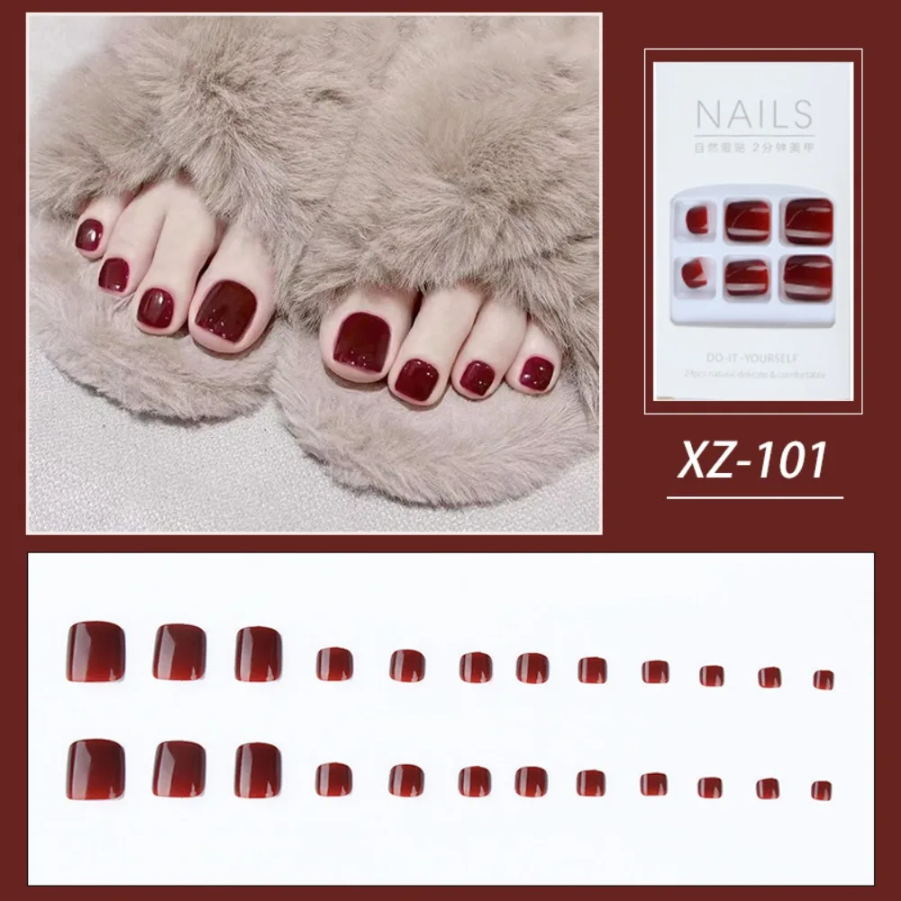 Luxury Feet Artificial Nails With Glue Rhinestone Fake Toenails Diamond False Toenails Short Nails Patch Full Cover False Nails