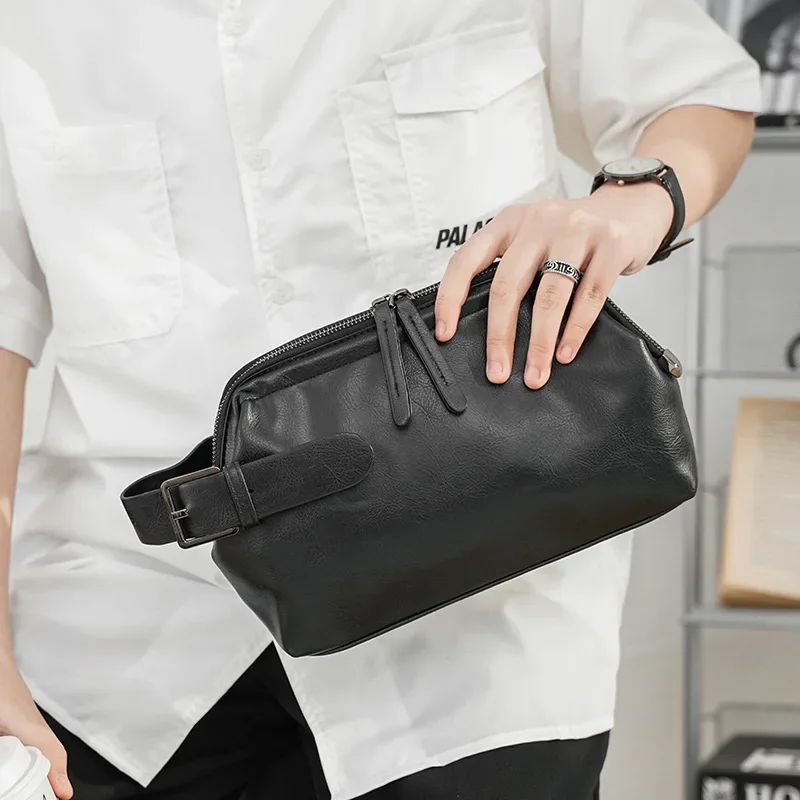Casual Men PU Leather Clutch Handbag for Business