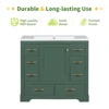 36" Bathroom Vanity Without Sink, Cabinet Base Only, Six Drawers, Multi-Functional Drawer Divider, Adjustable Shelf, Green 2
