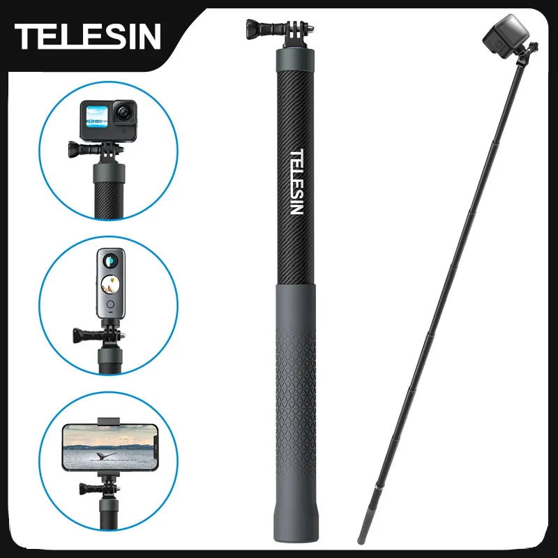 TELESIN Asta Selfie 6 In 1 Alluminio Estensibile Con Treppiedino - Per GoPro, Smartphone E Action Cam - Foto 4