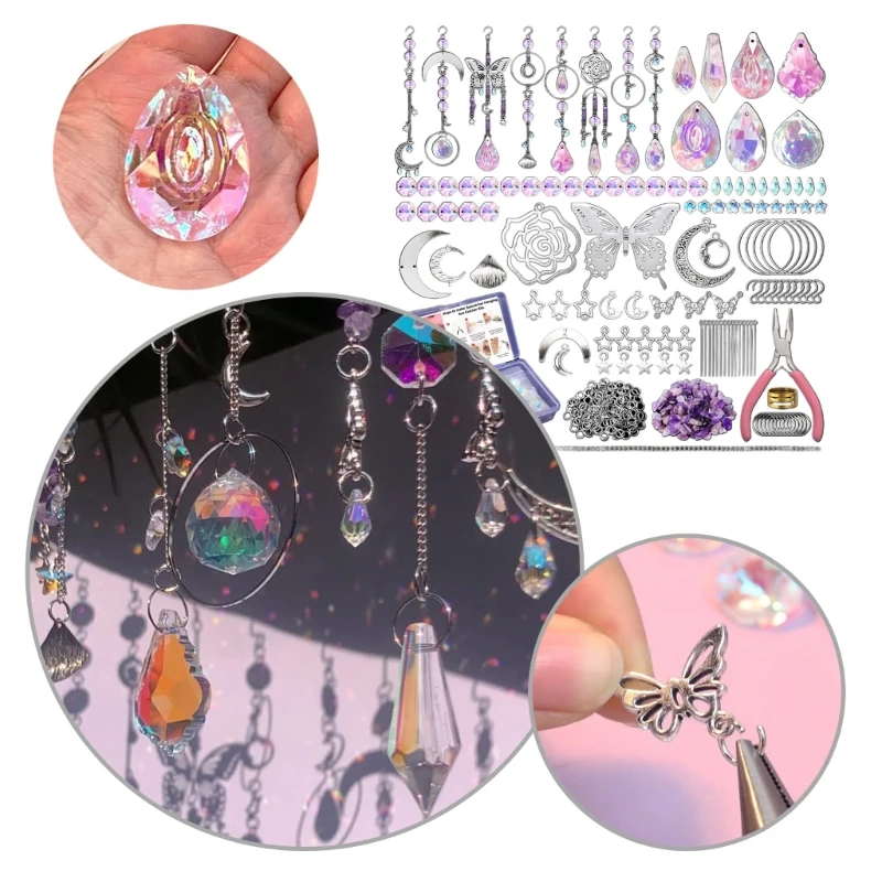 200Pcs Crystal Suncatchers Hanging Sun Catchers Set for Adult Colorful Crystal