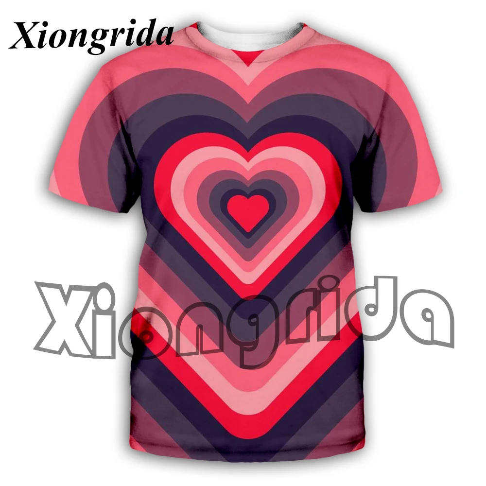 

Valentine's Day Love Heart Print T Shirts Mens O-neck Short Sleeve Tees Casual Unisex Summer Fashion Harajuku Tops