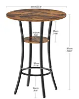 Round Bar Table, 2-Tier High Top & Counter Height Dining Table, for Bistro, Pub, Kitchen, Living Room, Rustic Brown, Customized 3